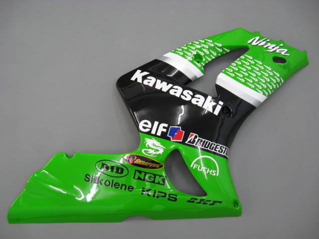 Mejores Carenados Moto Kawasaki ZX6R 2003-2004 - Verde Blanco Negro Elf Bridgestone