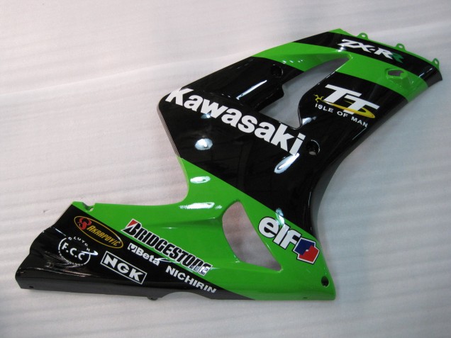 Mejores Carenados Moto Kawasaki ZX6R 2003-2004 - Verde Negro Elf Bridgestone