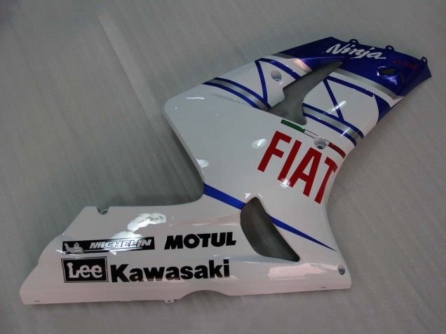 Mejores Carenados Moto Kawasaki ZX6R 2003-2004 - Blanco Azul Rojo Fiat