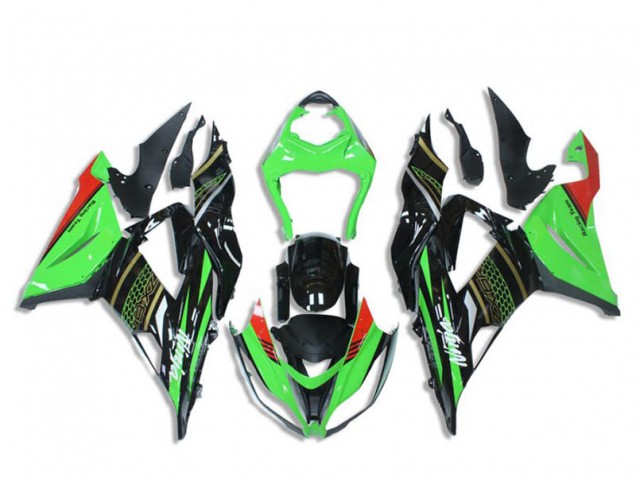Mejores Carenados Moto Kawasaki ZX6R 2013-2018 - Verde Negro Brillante Rojo Honeycomb