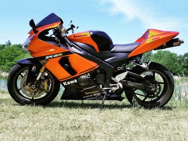 Mejores Carenado Moto Kawasaki ZX6R 2005-2006 - Naranja Negro