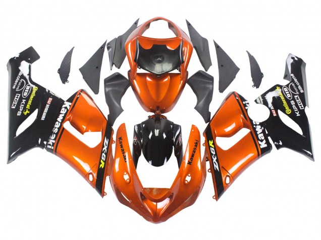 Mejores Carenado Moto Kawasaki ZX6R 2005-2006 - Naranja Negro