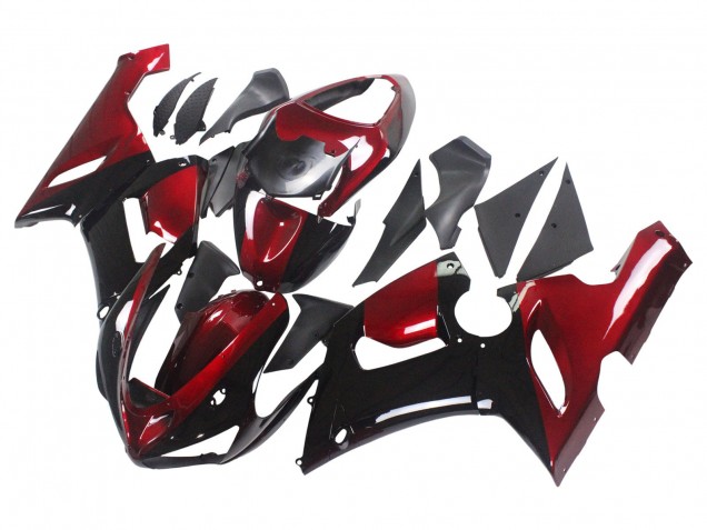 Mejores Carenado Moto Kawasaki ZX6R 2005-2006 - Rojo Negro Brillante