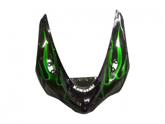 Mejores Carenado Moto Kawasaki ZX6R 2005-2006 - Negro Brillante Verde Llama