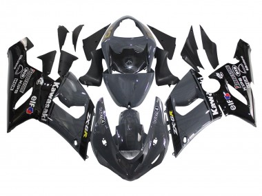 Mejores Carenados Moto Kawasaki ZX6R 2005-2006 - Gris Oscuro Negro