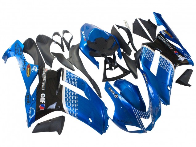 Mejores Carenados Moto Kawasaki ZX6R 2007-2008 - Negro Azul Elf