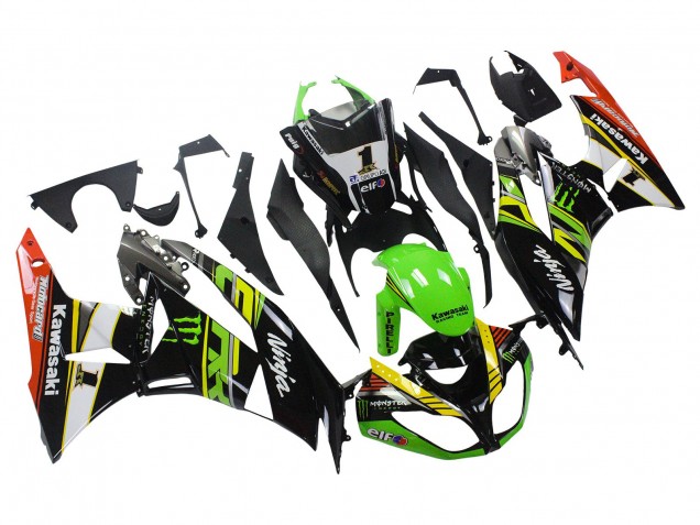 Mejores Carenados Moto Kawasaki ZX6R 2009-2012 - Verde Negro Brillante Amarillo Blanco Rojo Elf Monstruo