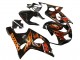 Mejores Carenados Moto Suzuki GSXR1000 2000-2002 - Negro Brillante Naranja Llama