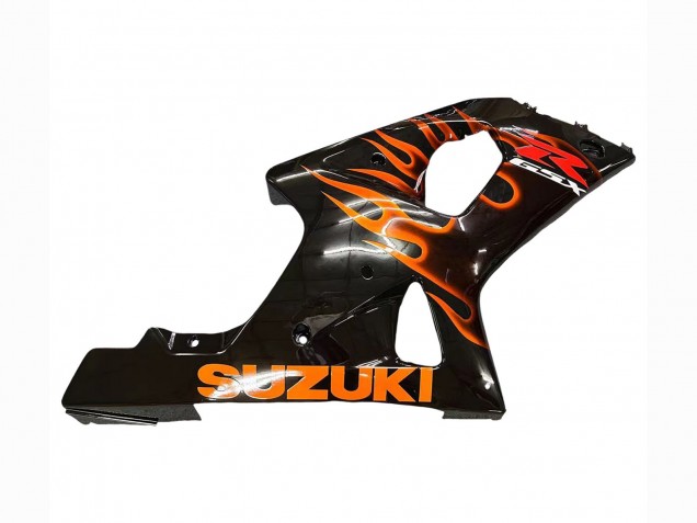 Mejores Carenados Moto Suzuki GSXR1000 2000-2002 - Negro Brillante Naranja Llama