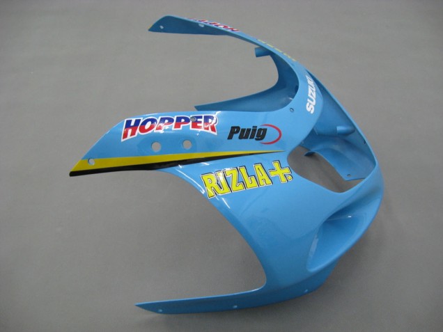 Mejores Carenados Moto Suzuki GSXR1000 2000-2002 - Azul Claro Amarillo Negro Motul Rizla