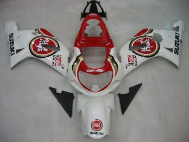 Mejores Carenados Moto Suzuki GSXR1000 2000-2002 - Blanco Rojo Lucky Strike