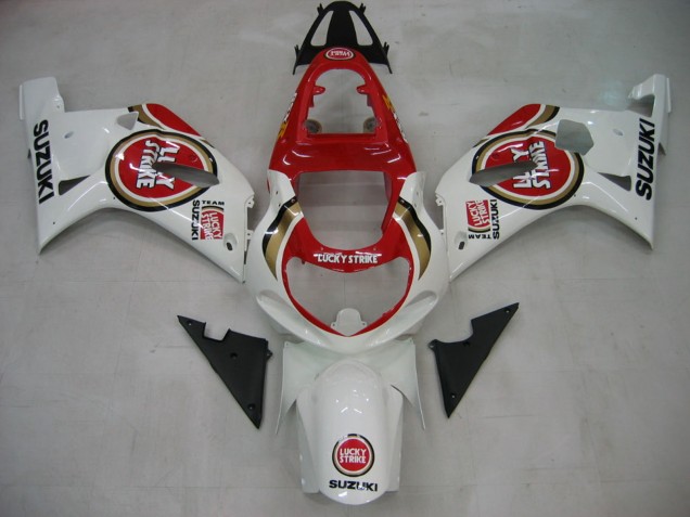 Mejores Carenados Moto Suzuki GSXR1000 2000-2002 - Blanco Rojo Lucky Strike