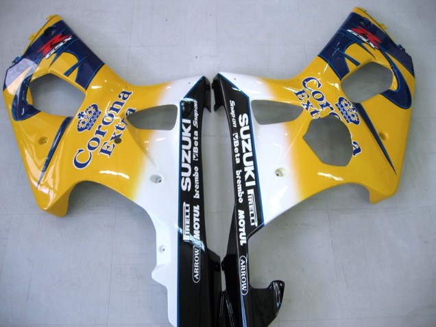 Mejores Carenados Moto Suzuki GSXR1000 2000-2002 - Amarillo Azul Oscuro Blanco Motul Corona