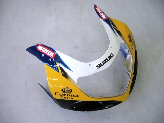 Mejores Carenados Moto Suzuki GSXR1000 2000-2002 - Amarillo Azul Oscuro Blanco Motul Corona