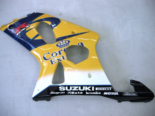 Mejores Carenados Moto Suzuki GSXR1000 2000-2002 - Amarillo Azul Oscuro Blanco Motul Corona