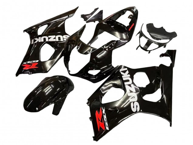Mejores Carenados Moto Suzuki GSXR 1000 2003-2004 - Negro Brillante Blanco Rojo Calcomanías