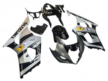Mejores Carenados Moto Suzuki GSXR 1000 2003-2004 - Negro Brillante Plata Gris Amarillo