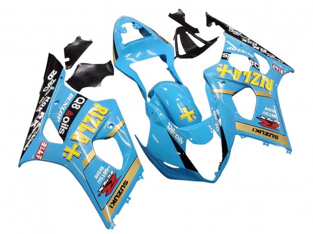 Mejores Carenados Moto Suzuki GSXR 1000 2003-2004 - Azul Claro Amarillo Negro Rizla Motul