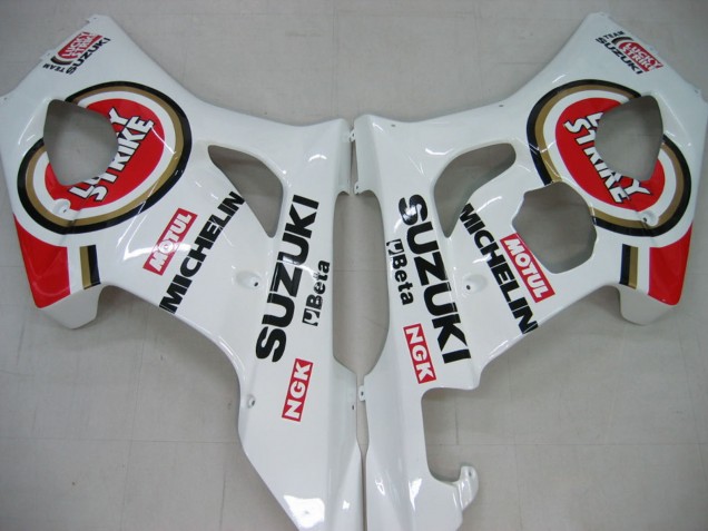Mejores Carenados Moto Suzuki GSXR 1000 2003-2004 - Blanco Rojo Motul Lucky Strike