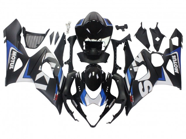 Mejores Carenados Moto Suzuki GSXR 1000 2005-2006 - Negro Azul Blanco Motul