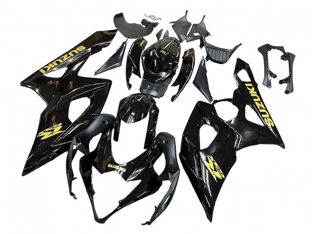 Mejores Carenados Moto Suzuki GSXR 1000 2005-2006 - Negro Brillante Oro Calcomanía