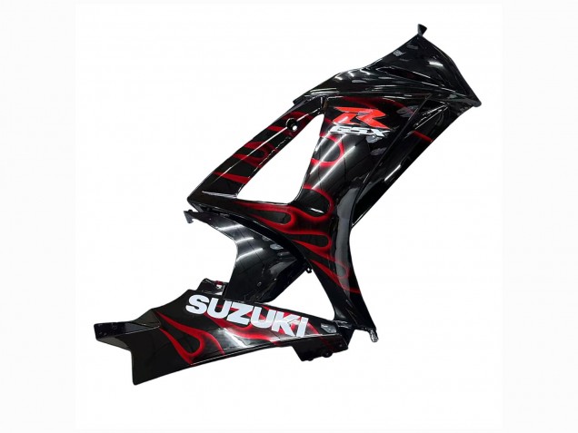 Mejores Carenados Moto Suzuki GSXR 1000 2007-2008 - Negro Rojo Llama