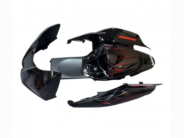 Mejores Carenados Moto Suzuki GSXR 1000 2007-2008 - Negro Rojo Llama