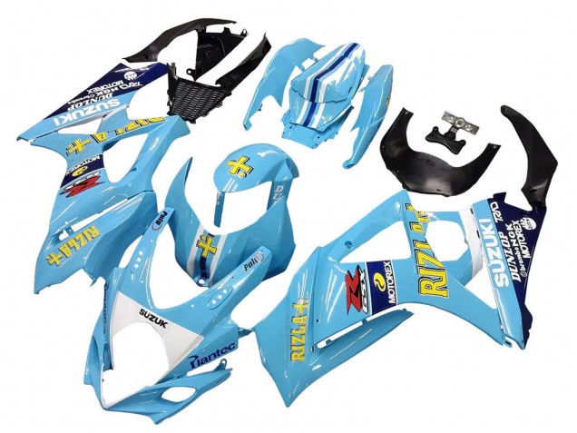 Mejores Carenados Moto Suzuki GSXR 1000 2007-2008 - Azul Claro Amarillo Negro Motul Rizla