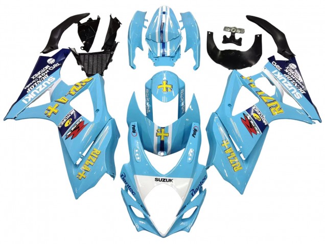 Mejores Carenados Moto Suzuki GSXR 1000 2007-2008 - Azul Claro Amarillo Negro Motul Rizla