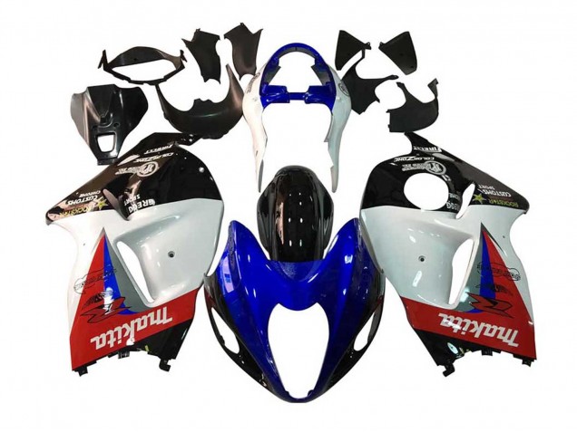 Mejores Carenados Moto Suzuki GSXR 1300 Hayabusa 1996-2007 - Blanco Azul Rojo Makita Negro