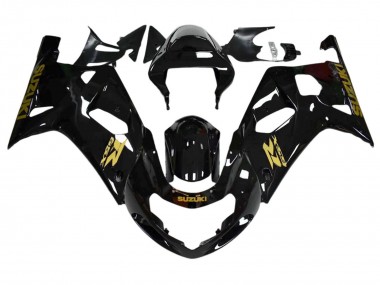Mejores Carenados Moto Suzuki GSXR 600 / GSXR 750 2001-2003 - Negro Brillante Oro Calcomanía