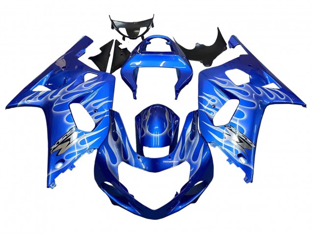 Mejores Carenados Moto Suzuki GSXR 600 / GSXR 750 2001-2003 - Azul Blanco Llama
