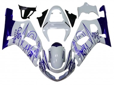 Mejores Carenados Moto Suzuki GSXR 600 / GSXR 750 2001-2003 - Blanco Azul Corona Alstare