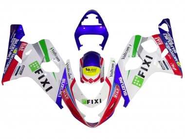 Mejores Carenados Moto Suzuki GSXR 600 / GSXR 750 2004-2005 - Blanco Azul Rojo Amarillo Verde Fixi