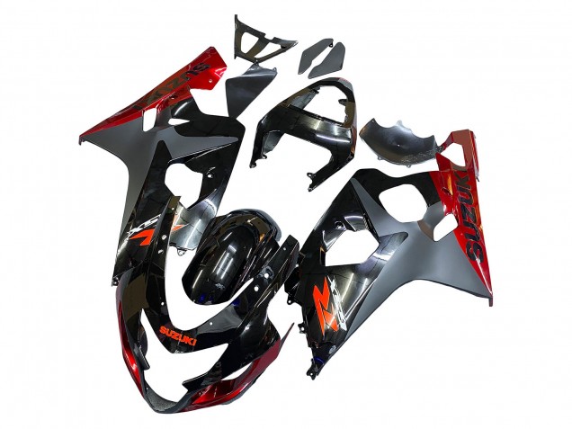 Mejores Carenados Moto Suzuki GSXR 600 / GSXR 750 2004-2005 - Negro Gris Rojo