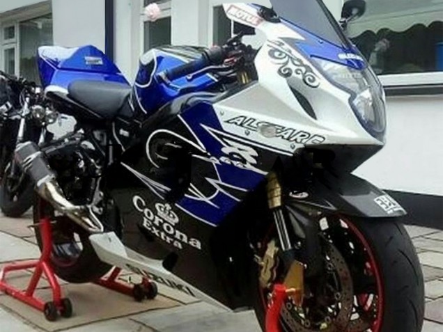 Mejores Carenado Moto Suzuki GSXR 600 / GSXR 750 2004-2005 - Blanco Azul Negro Corona Motul
