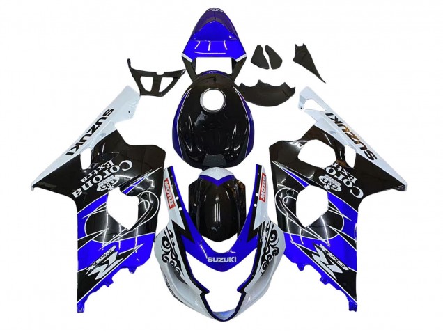 Mejores Carenado Moto Suzuki GSXR 600 / GSXR 750 2004-2005 - Blanco Azul Negro Corona Motul