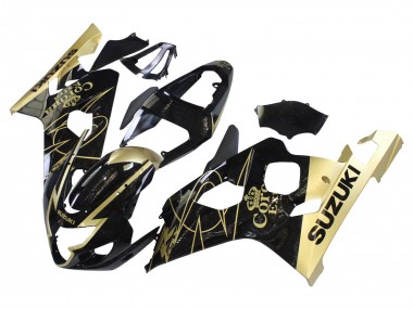 Mejores Carenados Moto Suzuki GSXR 600 / GSXR 750 2004-2005 - Negro Brillante Oro Corona