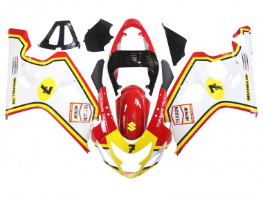 Mejores Carenados Moto Suzuki GSXR 600 / GSXR 750 2004-2005 - Blanco Rojo Amarillo Michelin Texaon Heron 7
