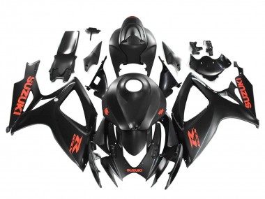 Mejores Carenados Moto Suzuki GSXR 600 / GSXR 750 2004-2005 - Negro Mate Rojo Calcomanía