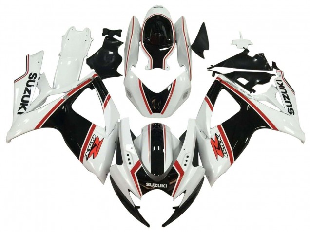 Mejores Carenado Moto Suzuki GSXR 600 / GSXR 750 2006-2007 - Blanco Negro Rojo
