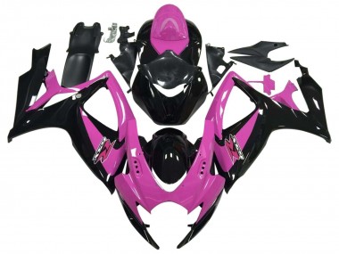 Mejores Carenado Moto Suzuki GSXR 600 / GSXR 750 2006-2007 - Rosa Negro Brillante
