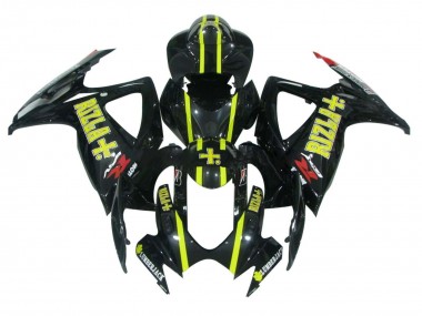 Mejores Carenados Moto Suzuki GSXR 600 / GSXR 750 2006-2007 - Negro Brillante Amarillo Rizla