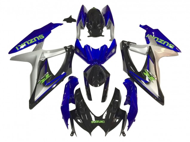 Mejores Carenados Moto Suzuki GSXR 600 / GSXR 750 2006-2007 - Plata Azul Negro Brillante Verde