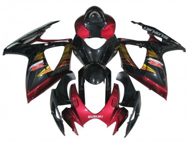 Mejores Carenado Moto Suzuki GSXR 600 / GSXR 750 2006-2007 - Negro Brillante Rojo Oro