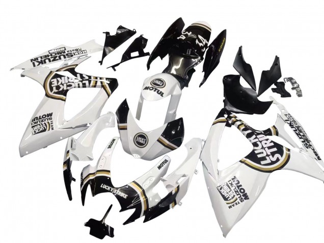 Mejores Carenados Moto Suzuki GSXR 600 / GSXR 750 2006-2007 - Blanco Negro Lucky Strike Motul