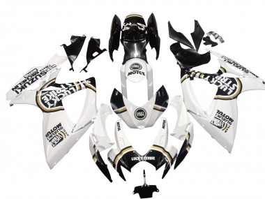Mejores Carenados Moto Suzuki GSXR 600 / GSXR 750 2006-2007 - Blanco Negro Lucky Strike Motul