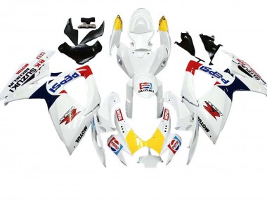 Mejores Carenados Moto Suzuki GSXR 600 / GSXR 750 2006-2007 - Blanco Rojo Amarillo Motul
