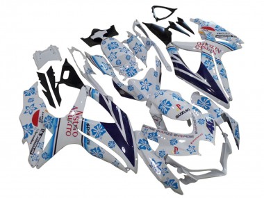 Mejores Carenados Moto Suzuki GSXR 600 / GSXR 750 2006-2007 - Blanco Azul Negro Rojo Nastro Azzurro