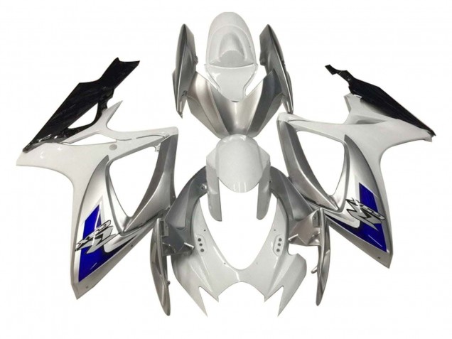 Mejores Carenados Moto Suzuki GSXR 600 / GSXR 750 2006-2007 - Blanco Plata Azul Negro